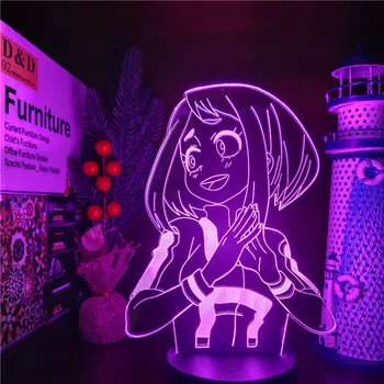 Boku no Hero Academia OCHACO URARAKA 3D LED Lampă Iluzie Lumini de Noapte Anime Lampă pentru Copii Decor Dormitor Manga Gadget Cadou de Crăciun