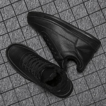BomKinta de Iarnă Pantofi Casual Pentru Barbati, Confortabil de Pluș Ține de Cald Dantela-up Adult de sex Masculin High Top Adidași de Moda Negru de Încălțăminte