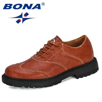 BONA 2020 Noi Designeri Rochie Pantofi Barbati Business Flats Oxfords Dantela-Up Confortabil Formale Încălțăminte Bărbat în aer liber Chaussure Homme