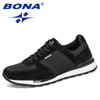 BONA 2020 piele de Căprioară Piele Barbati Pantofi de alergat Zapatillas Hombre Deportiva Om Dantela-Up Jogging Adidasi Barbati Pantofi Sport Confortabil