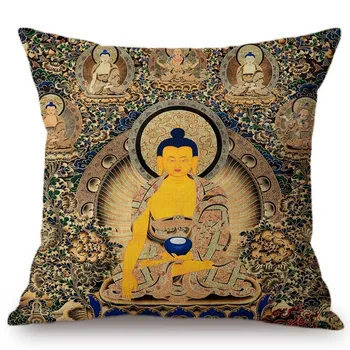 Budismul Se Închine Lui Buddha Pictate Manual Lucrări De Artă Canapea Pernă Caz Budiste Tibetane Pictura Pe Perete Lenjerie De Pat Din Bumbac Pernă Acoperă