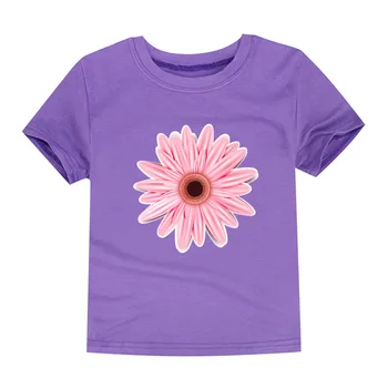 Bumbac Fete Pentru Copii Cu Maneci Scurte De Vară Florale Tricouri Copii Daisy Flori T-Shirt Copii Haine Tricouri Topuri