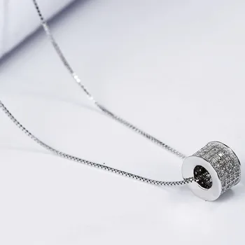 Bun în căutarea real Argint 925 Cravată Colier Alb Cubic Zirconia mingea design 925 de Bijuterii de argint pentru femei