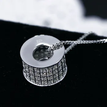 Bun în căutarea real Argint 925 Cravată Colier Alb Cubic Zirconia mingea design 925 de Bijuterii de argint pentru femei