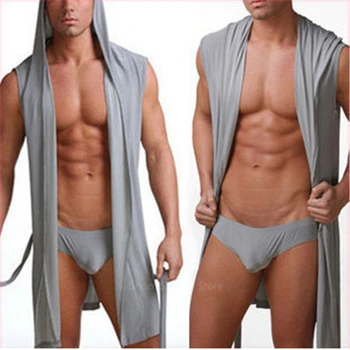 Bărbați Halat de baie Halat Kimono de sex Masculin fără Mâneci Subțire Somn Wearman Pijamale de Mătase Homewear Halate de Baie pentru Bărbați Îmbrăcăminte