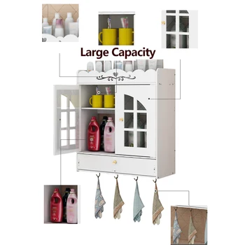 Cabinet baie 39x17x44cm Montat pe Perete Baie, Toaletă Cabinet de Mobilier din Lemn-Plastic Raft Dulap Cosmetice Raft de Depozitare