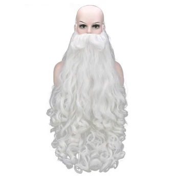 Cadou de crăciun Moș Crăciun Peruca si Barba, Par Sintetic Cosplay Peruci Pentru Bărbați Accesorii de Par Alb, Barba Mos craciun 60cm si 80cm
