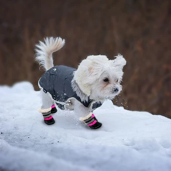 Cald iarna Pantofi Caine Non-alunecare de Bumbac Reflectorizante de Companie Pantofi Pentru Mediu Mic Caini Chihuahua de Zăpadă Gros de Șosete pentru Câini