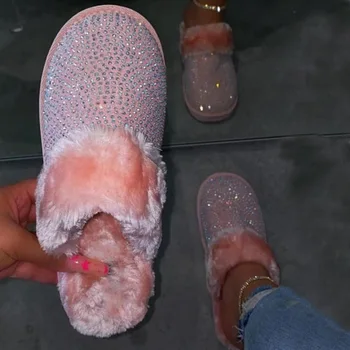 Cald Papuci De Femei Papuci De Casă Gros De Blană De Pluș Papuci De Iarna Faux Suede Dormitor Papuci De Casa Unisex Din Bumbac Pantofi 2020