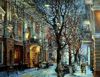 Calitate de Top 14CT Numărat cruciulițe Kituri Set Gherghef Broderie Decor Art Zăpadă Iarna Peisaj Oraș Plin de viață