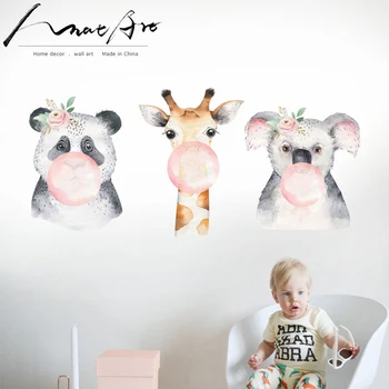 Camera pentru copii decor animale Desene animate autocolante de perete de arta muraux cameră decor girafa autocolante de perete pentru camere de copii decor de perete