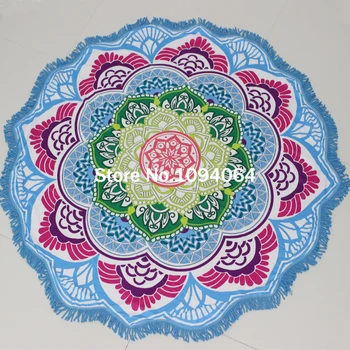 Canaf Indian Mandala Tapiserie Lotus Tipărite Boem Prosop de Plajă Yoga Mat bloc de Soare Rotund Bikini Acoperire Blanke