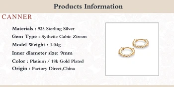CANNER Argint 925 Cercei Pentru Femei de Moda Unghii Cercei cu Diamante Cercuri Zircon coreean Pendientes Argint/Bijuterii din Aur