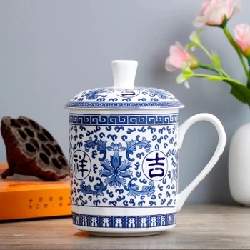 Capacitate mare Jingdezhen, China Ceramica Cana de Apa de 500ml de Afaceri de Birou Bone China Ceașcă de Ceai Cu Capac Pachet Cadou Transport Gratuit