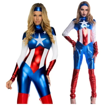 Captain America Costum De Super-Erou Cosplay Femei Skinny Zentai Costum Doamnelor Captain America Jocuri De Rol Film Costum