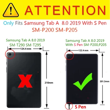 Caz pentru Samsung galaxy tab a 8.0 SM-P200 SM-P205 cover TPU moale caz din piele de imprimare folio pliere coajă de protecție pentru P200 P205