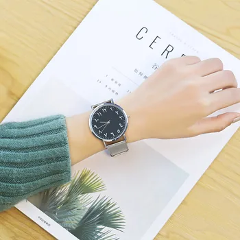 CCQ Casual Femei ceasuri Cuarț Încheietura mîinii Ceas cu cifre arabe, cadran din Otel Inoxidabil trupa stil simplu aliaj ceas horloges 2020 B40
