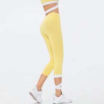 CE.MS de Sport Femei Jambiere Bandaj Mozaic de Înaltă Talie Pantaloni de Yoga Uscat Rapid Flex GYM Tenis Trunchiate de Funcționare Colanti