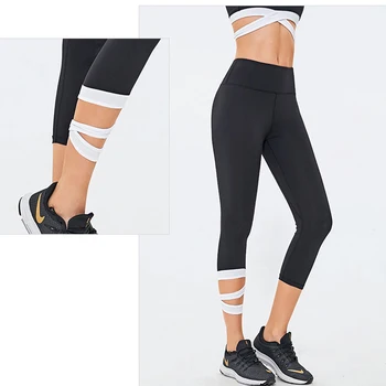 CE.MS de Sport Femei Jambiere Bandaj Mozaic de Înaltă Talie Pantaloni de Yoga Uscat Rapid Flex GYM Tenis Trunchiate de Funcționare Colanti