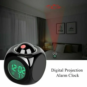 Ceas cu Alarmă Digital cu LED Proiector Temperatura Termometru Birou Timp de Afișare a Datei de Proiecție Calendar Incarcator USB Ceas de Masa