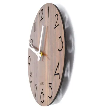 Ceas de perete 12 inch Epocă Cifră arabă Design Rustic Toscan din Lemn în Stil Decorativ Ceas de Perete Rotund
