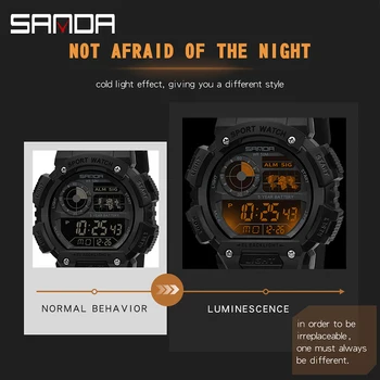 Ceas Digital impermeabil Bărbați Ceasuri Sport Electronic LED de sex Masculin Încheietura Ceas Pentru Bărbați Ceas SANDA Brand Militar Armata Ceas de mână