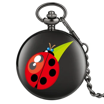 Ceas reloj Roșu Beetle Gărgăriță Model Cuarț Ceas de Buzunar Colier Pandantiv Unisex Cadouri fierbinte ceas de buzunar Nou Netedă Negru Ceas