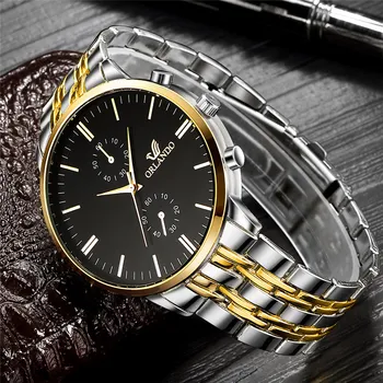 Ceasuri barbati Nou ORLANDO Moda Cuarț Ceas pentru Bărbați Argint Placat cu Aur din Oțel Inoxidabil Ceas de mână Masculino Relogio Picătură de Transport maritim