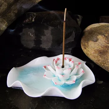 Ceramic White Lotus Arzător De Tămâie Decor Acasă Tămâie Stick Titularul Manual Budist Aromoterapie Cădelniță De Utilizare În Birou Ceainărie