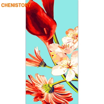 CHENISTORY Cadru de Flori de BRICOLAJ, Pictura pe Numere Mari Dimensiuni Vopsea pe bază de Acril De Numărul de Arta de Perete Panza Pictura Decor Acasă 60x120cm