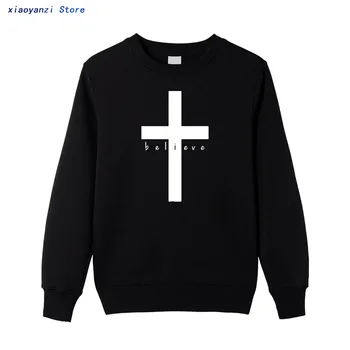 Christian bărbați femei hoodies de Imprimare Cruce Amuzant jachete Vrac se Potrivi unisex pulovere Credință Îmbrăcăminte de Brand de Streetwear