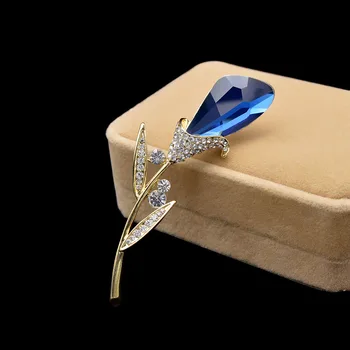 CINDY XIANG Stralucitoare Flori de Cristal Pentru Femei Broșe Mari, Elegante, Pin de Inalta Calitate de Culoare Albastru Moda Bijuterii Cadou de Nunta