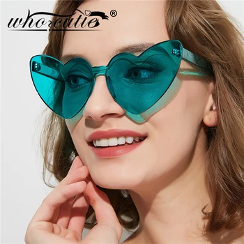CINE CUTIE 2019 fără ramă în Formă de Inimă ochelari de Soare Femei Ochi de Pisica Cadru de Design de Brand Bomboane Albastru Fara rama Ochelari de Soare Fete OM872