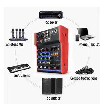 CLAITE 4 Canale, Portabil Audio Mixer Karaoke Jucători Bluetooth USB Sunet DJ de Amestecare Consolă MP3 Jack 48V Amplificator Pentru KTV Petrecere