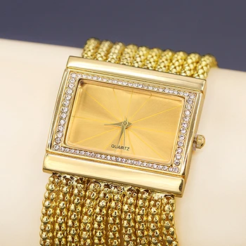 Clasic de Lux din Cuarț pentru Femei de Aur cu Diamante Caz de Aliaj de Trupa Brățară Ceas de Design 5DC9 6YLN