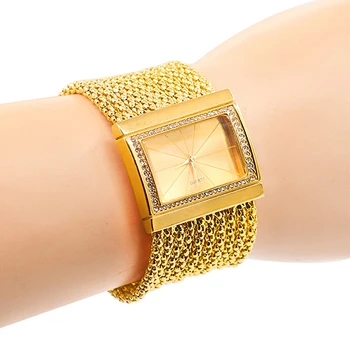 Clasic de Lux din Cuarț pentru Femei de Aur cu Diamante Caz de Aliaj de Trupa Brățară Ceas de Design 5DC9 6YLN