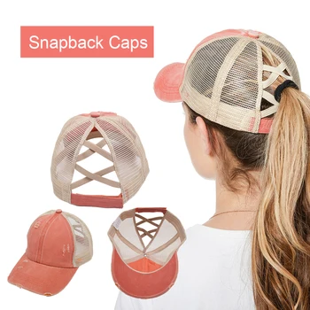 Coada De Cal Șapcă De Baseball Messy Bun Pălării Pentru Femei Spălat Bumbac Snapback Capace De Vara Casual Parasolar Exterior Pălărie
