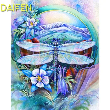 Complet Piața Diamant mozaic de flori cu libelula 5D DIY Diamant pictura cruciulițe Full Diamant Rotund broderie dragonfly