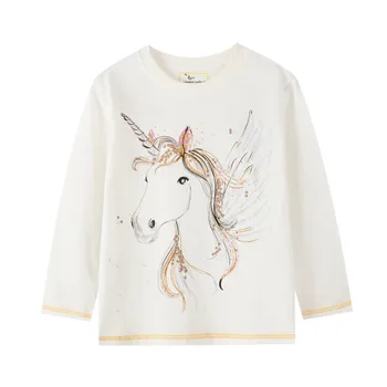Copii cu Maneca Lunga de Toamna tricou cu imprimeu Drăguț Copil Unicorn Fete Florale de Desene animate tricouri Copii Fete Casual, Jachete