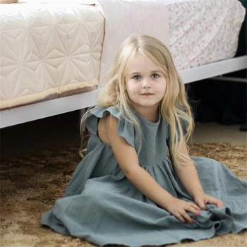 Copii Vara Învârti Rochie Fete Copii Alb Rochii rochie la Modă pentru Copii cu Maneci Scurte Zburli Rochii Lungi Fete Frumoase Haine