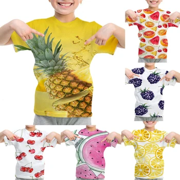 Copiii de Imprimare 3D Fructe Tricou Copii Amuzant Ananas Tricou Baieti Fete de Struguri T-shirt Toddler Capsuni Tee Topuri Cherry Camiseta