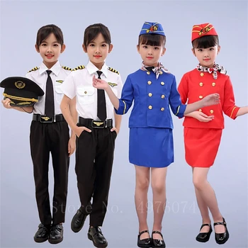 Copiii Însoțitor De Zbor Băieți Pilot Cosplay Costum De Halloween Petrecere De Lux Cadou Stewardesă Air Force Mascarada Îmbrăcăminte Set