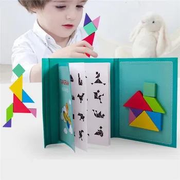 Copiii Șicana Creierul Magnetic Puzzle 3D Puzzle Tangram Învățare Montessori Învățământ Desen Jocuri de Jucărie Cadou de Crăciun