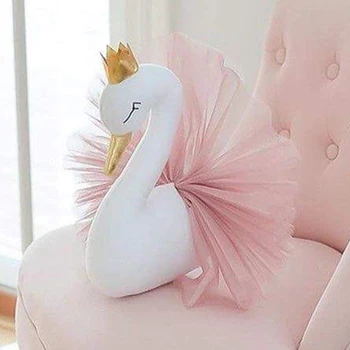 Copil de Cameră Decor Coroana de Aur Swan Decor de Perete Pepinieră Swan Jucarii Papusa pentru Fete Camera pentru Copii 3D Cap de Animal Agățat de Perete