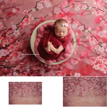 Copil Nou-Născut De Ziua De Nastere Fotografie Fundal Roz, Peach Blossom Ulei De Pictura Pentru Copii Portret De Flori De Fundal Fotografic
