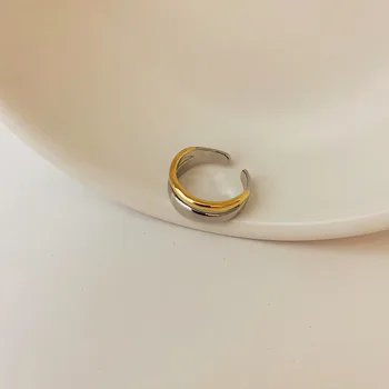 Coreea de simplu personalitate contrast de culoare inel dublu feminin retro de metal vânt rece open joint ring inel degetul arătător