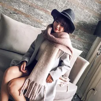 Coreeană noua moda lung eșarfă șal de sex feminin toamna și iarna noua culoare mixt sălbatice gros de cald eșarfă cu franjuri