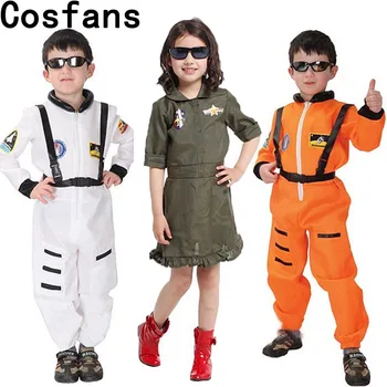 COSFANS transport Gratuit Petrecere de Halloween Costume de Astronaut Pentru Bărbați Adulți Carte Săptămână Portocaliu Alb Spațiu de Zbor Polit Costum Salopeta