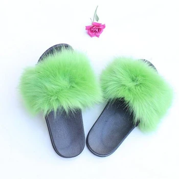 COVOYYAR 2019 Moda Blana Femei Papuci Faux Blană de Vulpe Slide-uri de Interior Exterior cu Blană de Iarnă Pantofi pentru Femei Rafală Doamna Apartamente WSL137