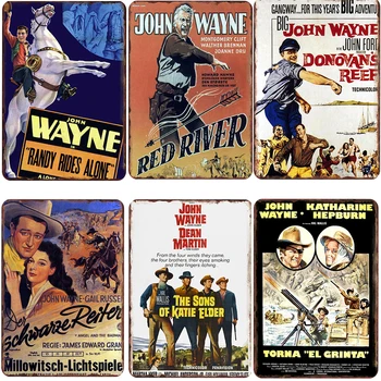 Cowboy John Wayne Vintage Shabby Chic Metalice din Tablă cositorită Poster Filme Metal fier Semne Retro Pub Bar Cinema Decor de Perete 20x30cm